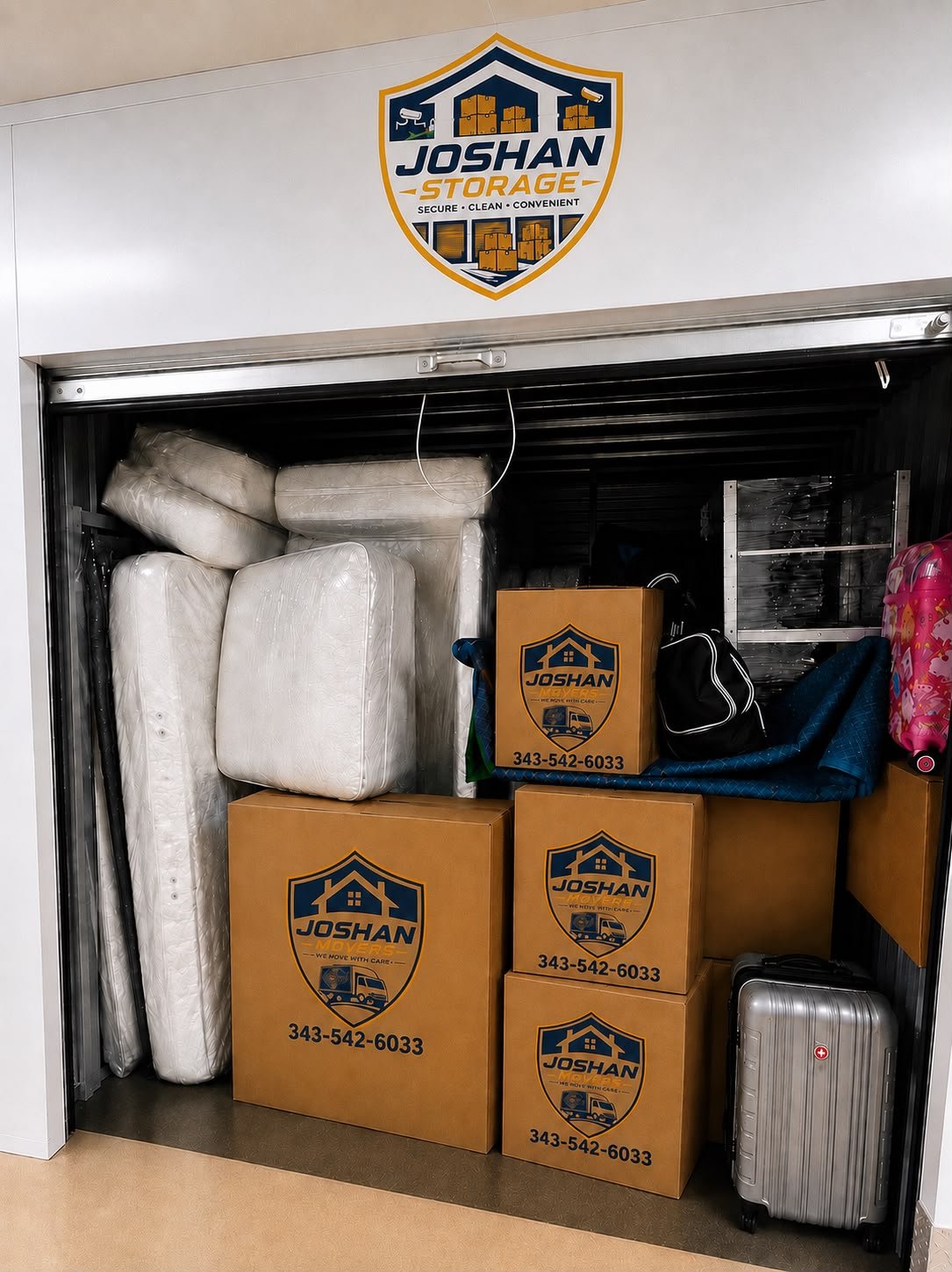 Moving truck loaded with boxes