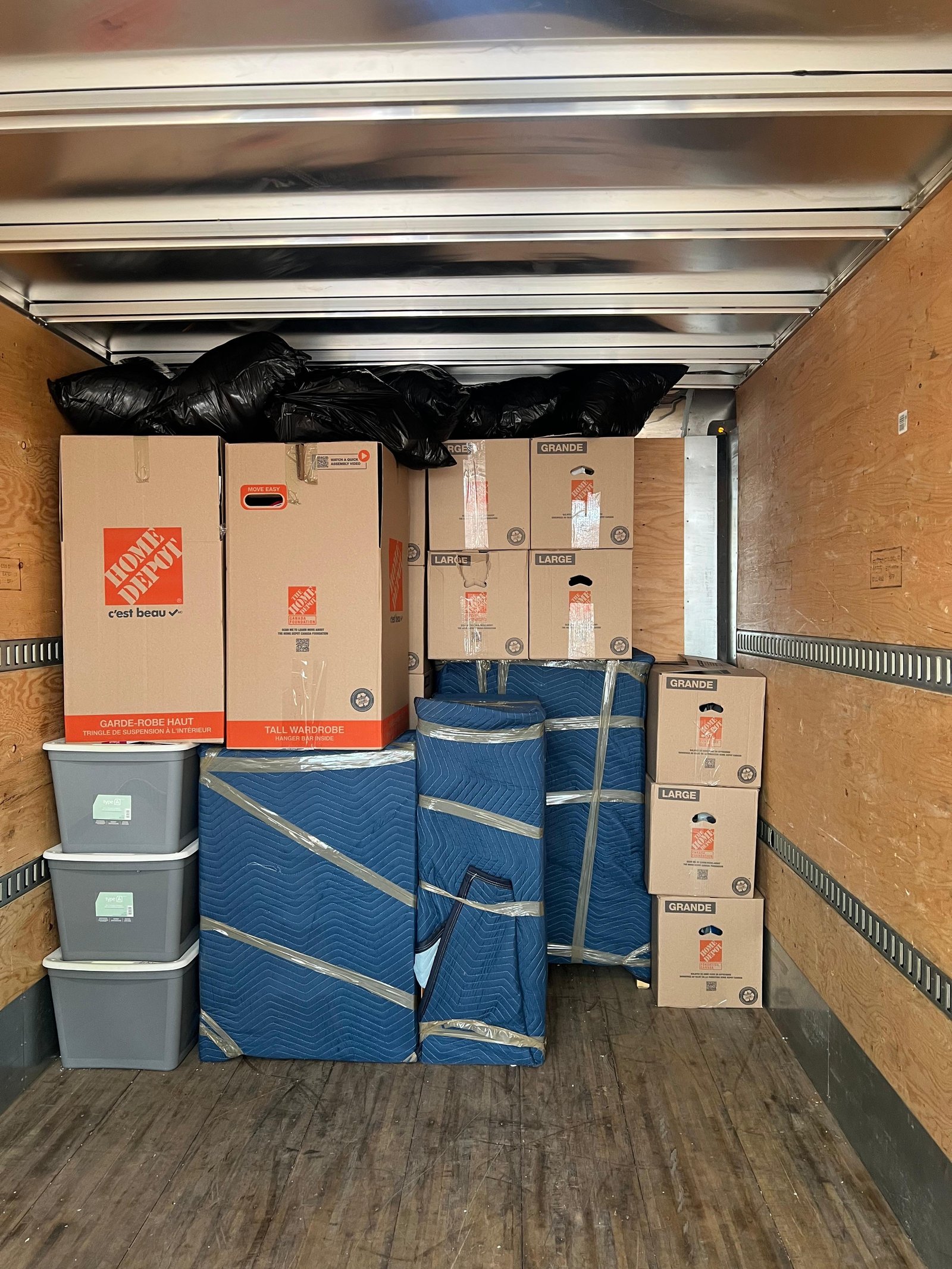 Loaded moving truck
